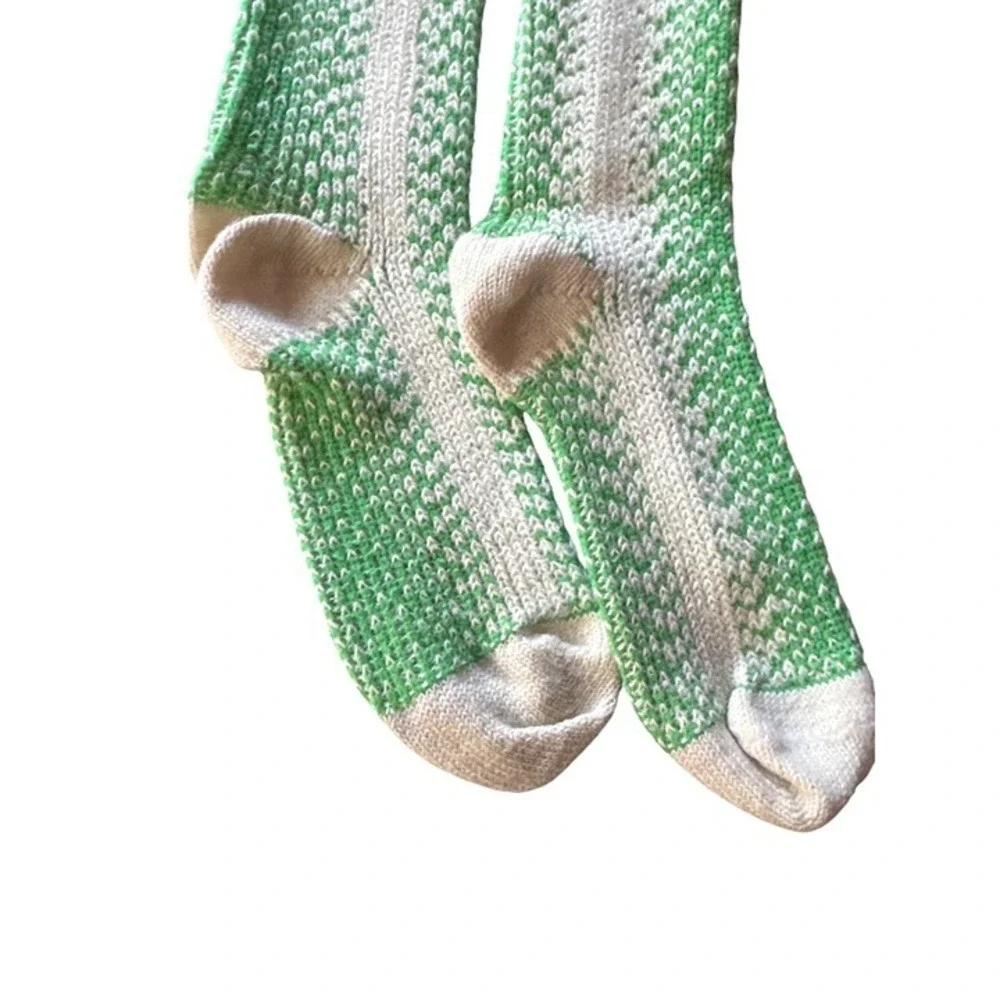 Vintage Green & White‎ Knit Knee-High Socks For Adults